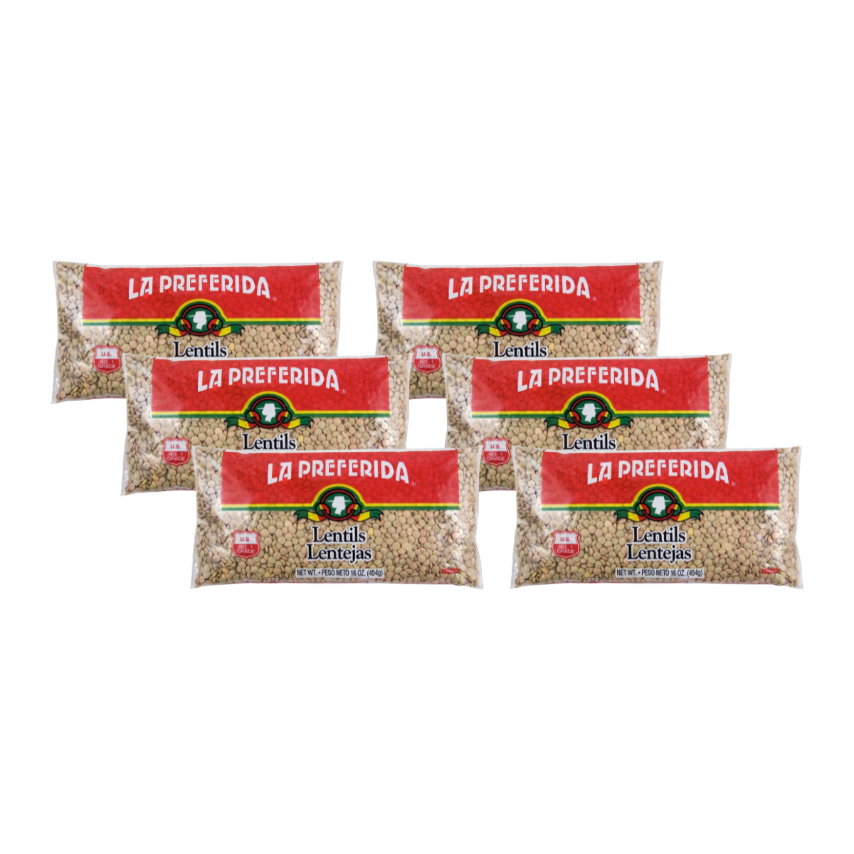 Lentils – Dry, 1 LB Food Items La Preferida 6 Pack