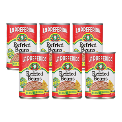 Mild Green Chile Refried Beans Food Items La Preferida 6 Pack