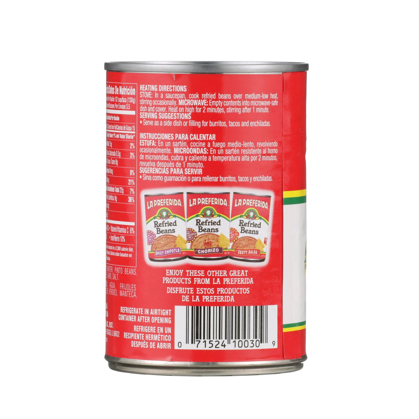 Mild Green Chile Refried Beans Food Items La Preferida