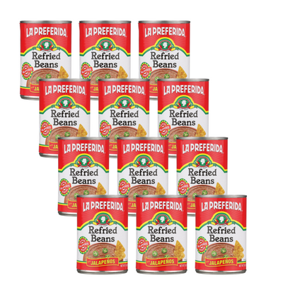 Jalapeño Refried Beans Food Items La Preferida 12 Pack