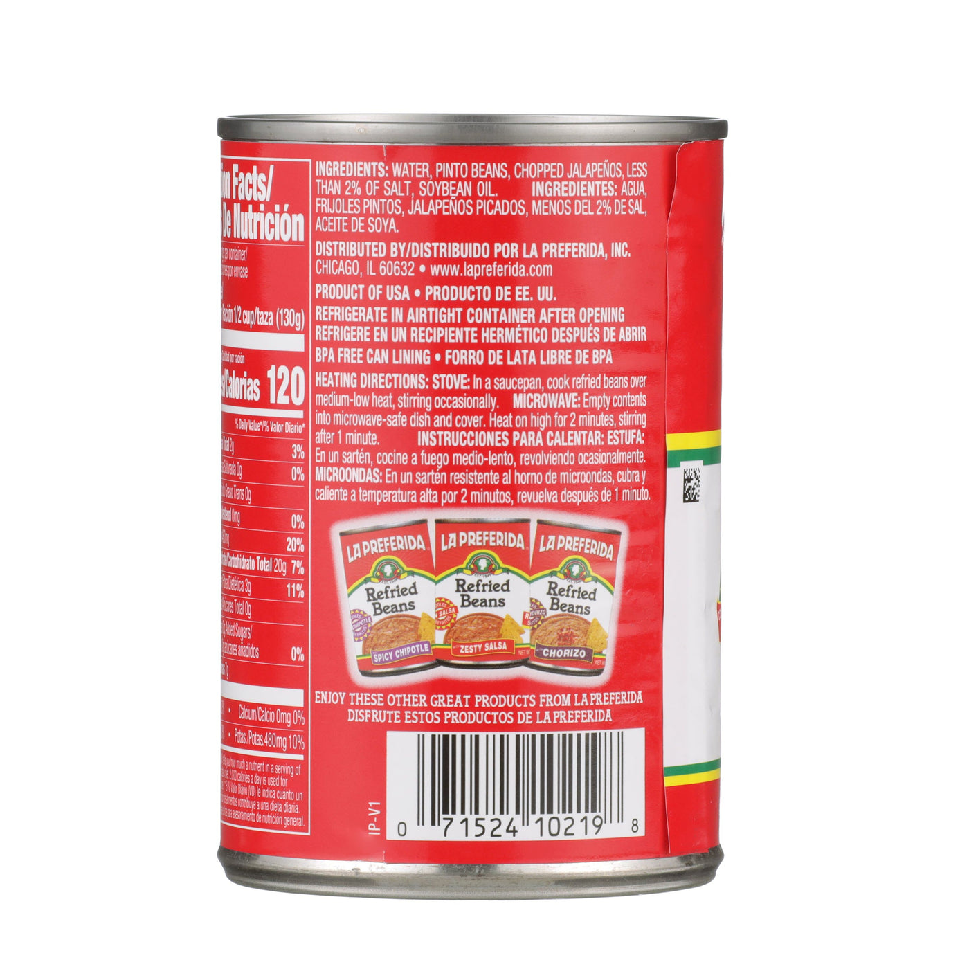 Jalapeño Refried Beans Food Items La Preferida