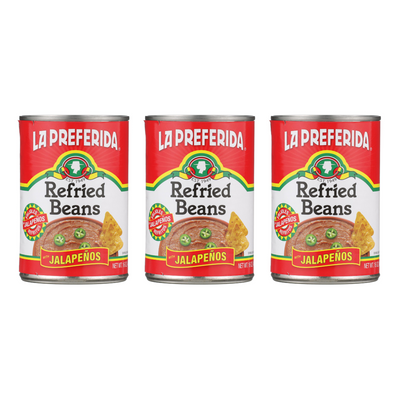 Jalapeño Refried Beans Food Items La Preferida 3 Pack