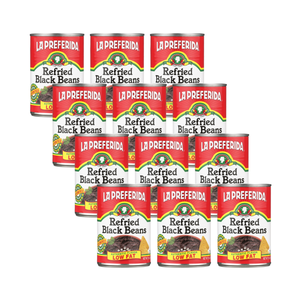Low Fat Refried Black Beans Food Items La Preferida 12 Pack