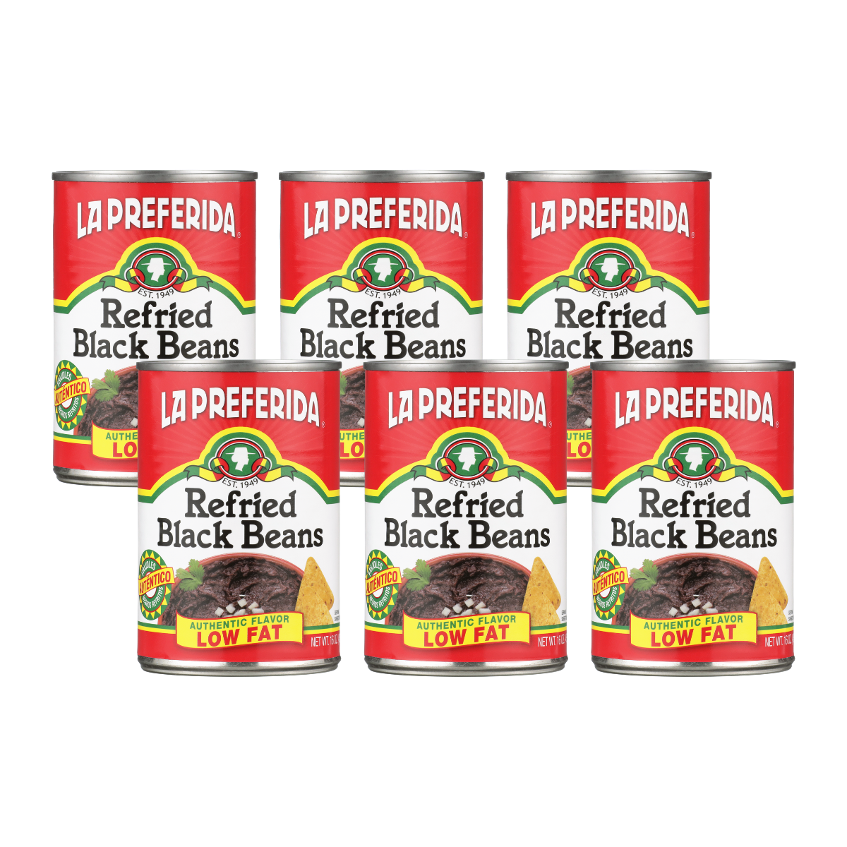 Low Fat Refried Black Beans Food Items La Preferida 6 Pack