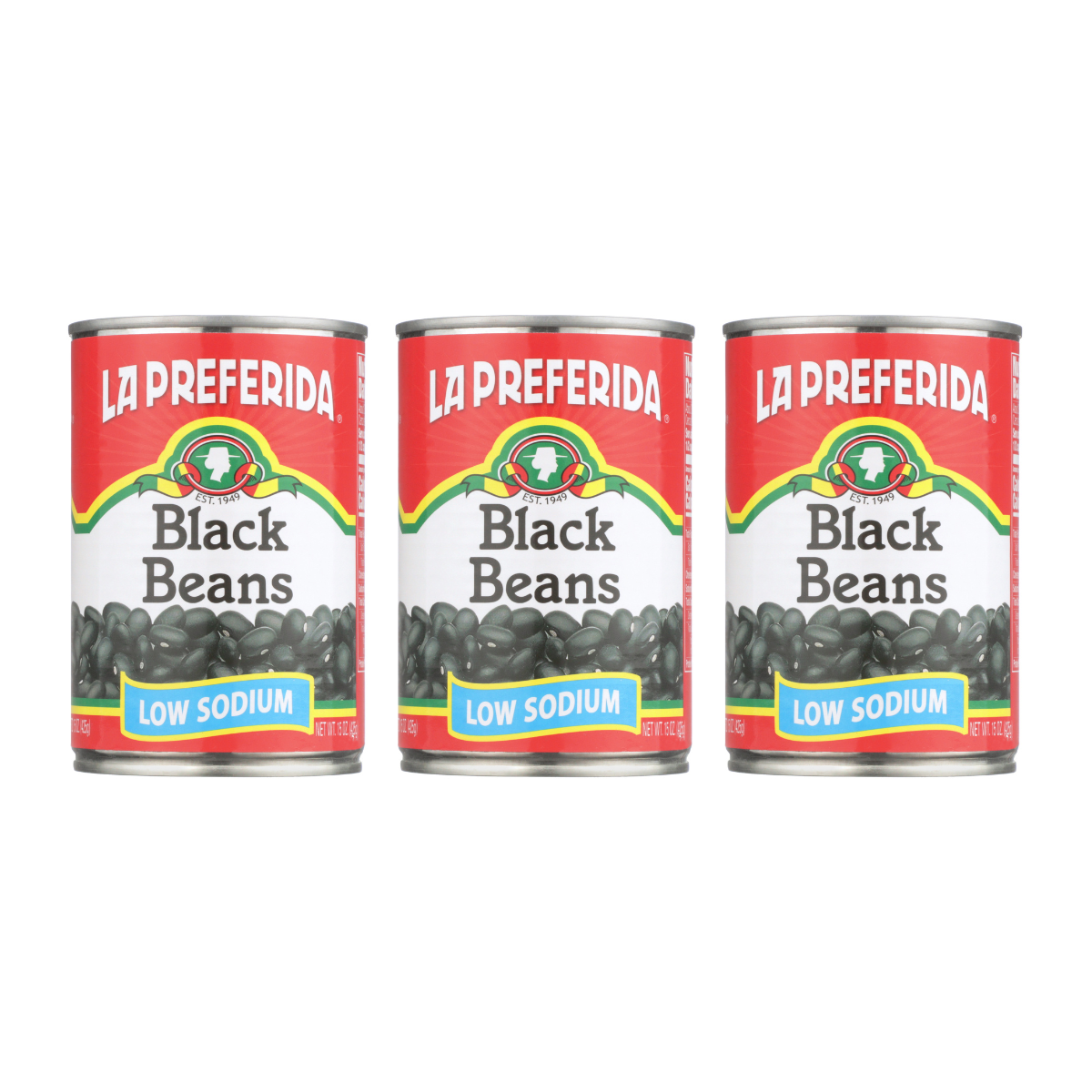 Black Beans (Low Sodium) Food Items La Preferida 3 Pack