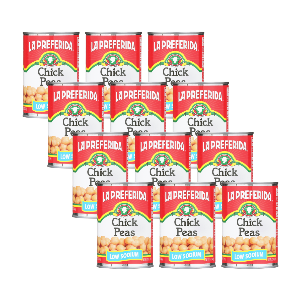 Chick Peas (Low Sodium) Food Items La Preferida 12 Pack