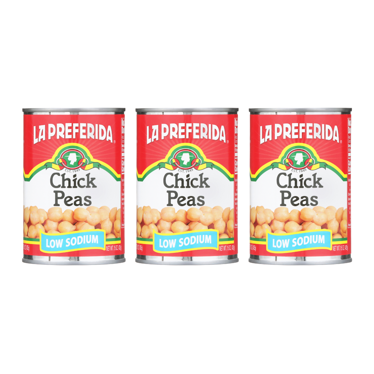 Chick Peas (Low Sodium) Food Items La Preferida 3 Pack