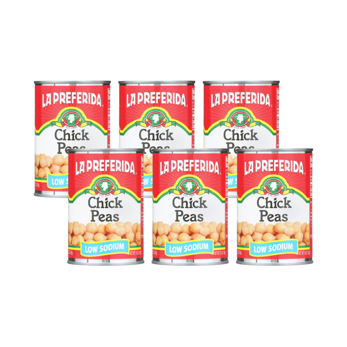Chick Peas (Low Sodium) Food Items La Preferida 6 Pack
