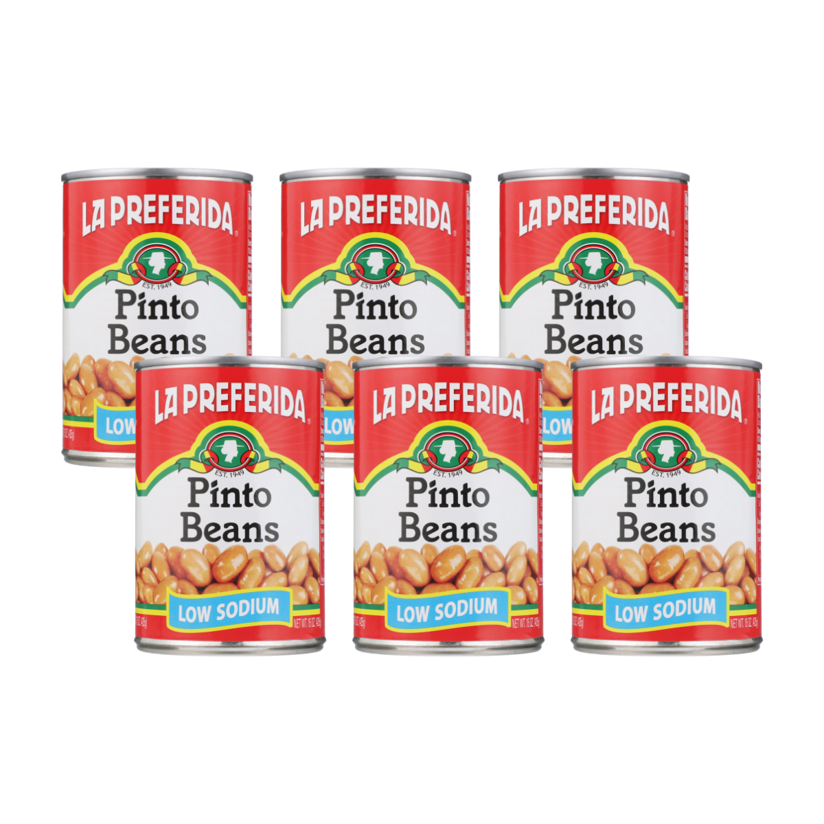 Pinto Beans (Low Sodium) Food Items La Preferida 6 Pack