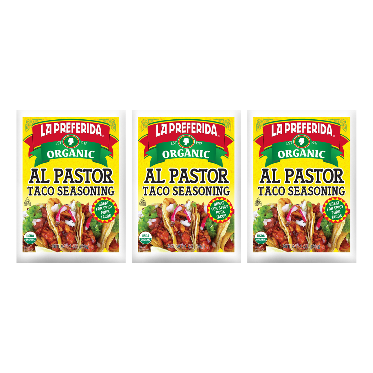 Organic Al Pastor Taco Seasoning Food Items La Preferida 3 Pack