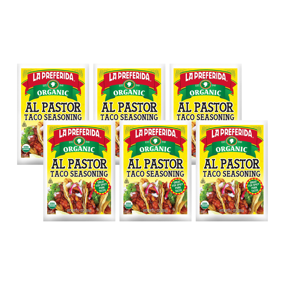 Organic Al Pastor Taco Seasoning Food Items La Preferida 6 Pack