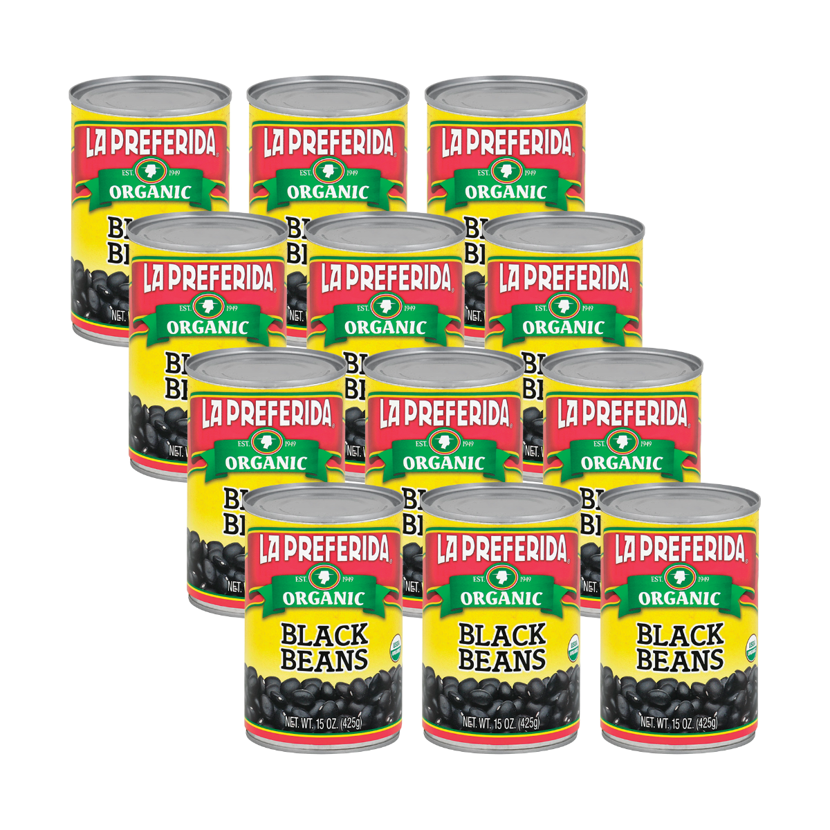 Organic Black Beans Food Items La Preferida 12 Pack