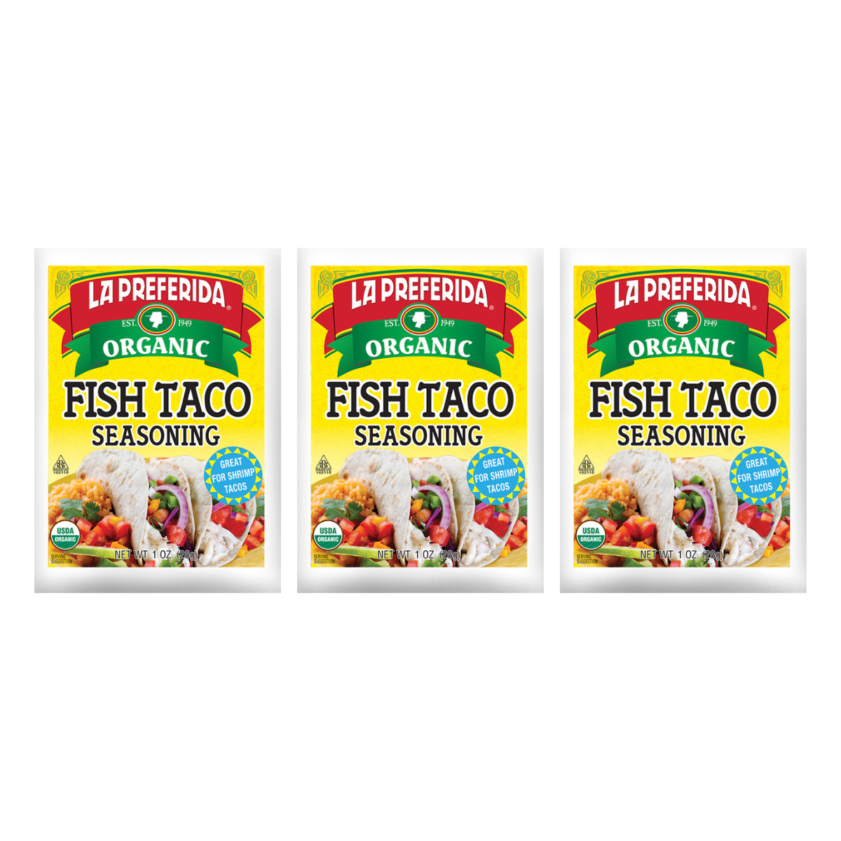 Organic Fish Taco Seasoning Food Items La Preferida 3 Pack