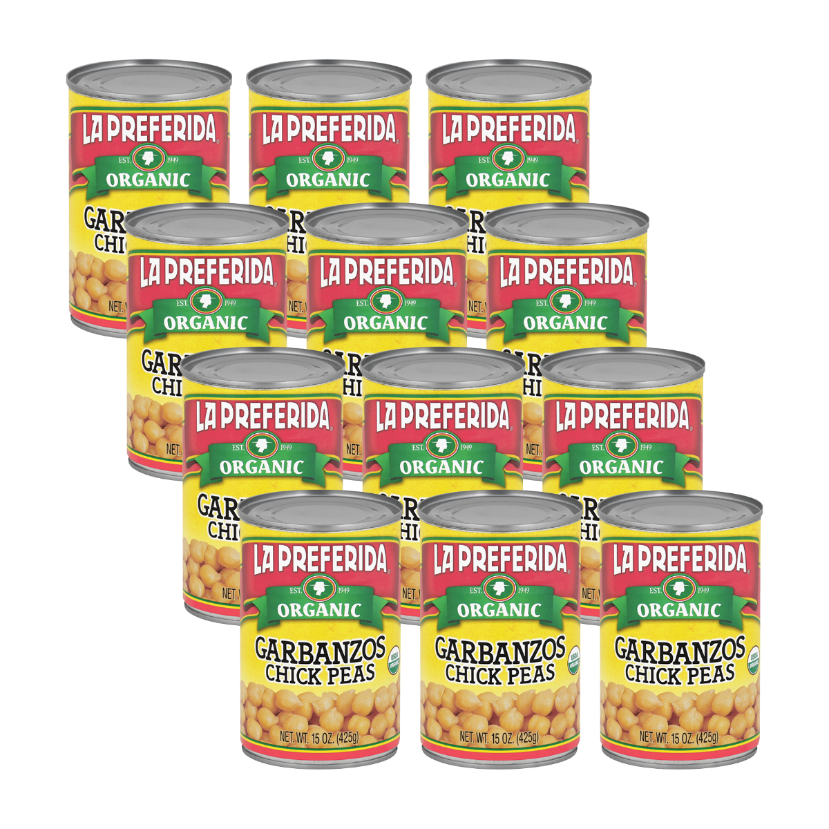 Organic Chick Peas Food Items La Preferida 12 Pack