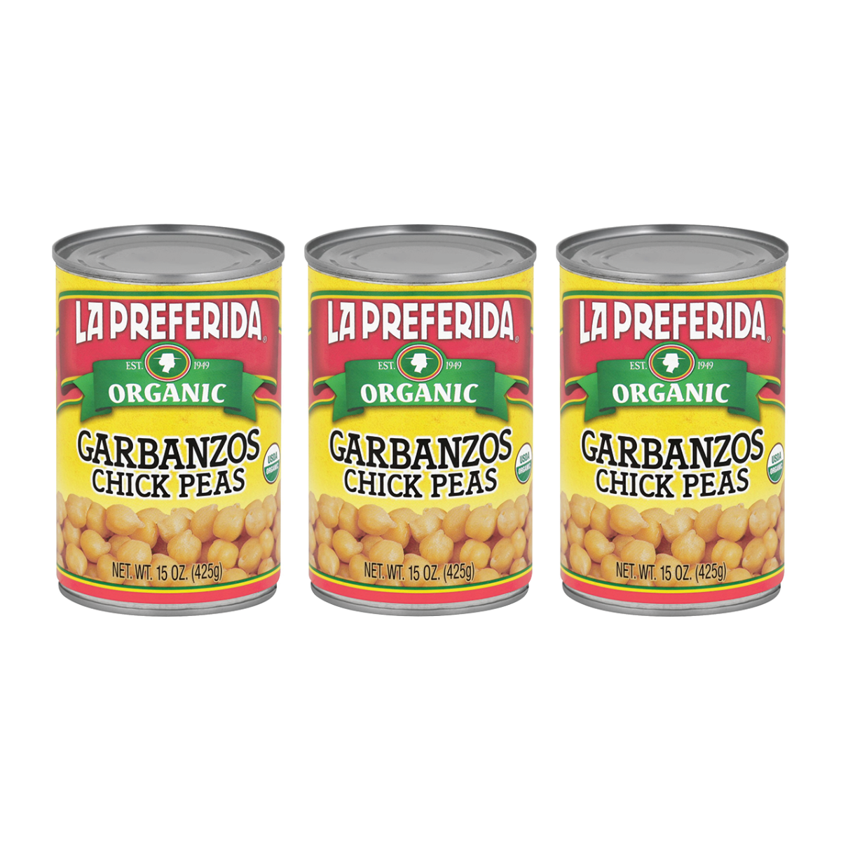 Organic Chick Peas Food Items La Preferida 3 Pack