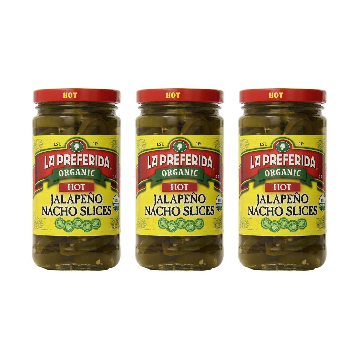Organic Jalapeño Slices, Hot Food Items La Preferida 3 Pack