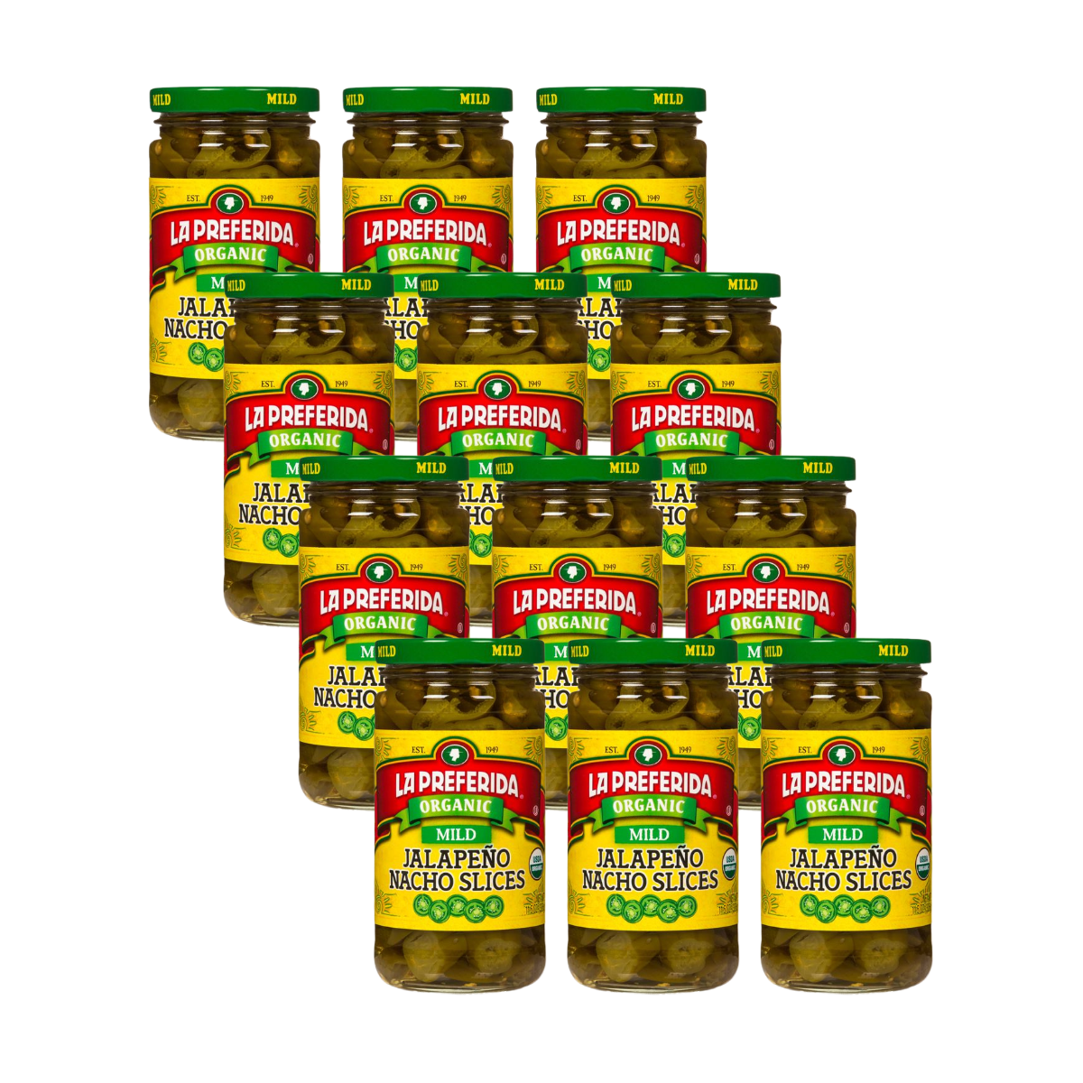 Organic Jalapeño Slices, Mild Food Items La Preferida 12 Pack