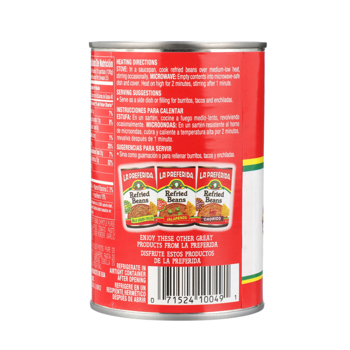 Refried Beans with Spicy Chipotle, 16oz | La Preferida