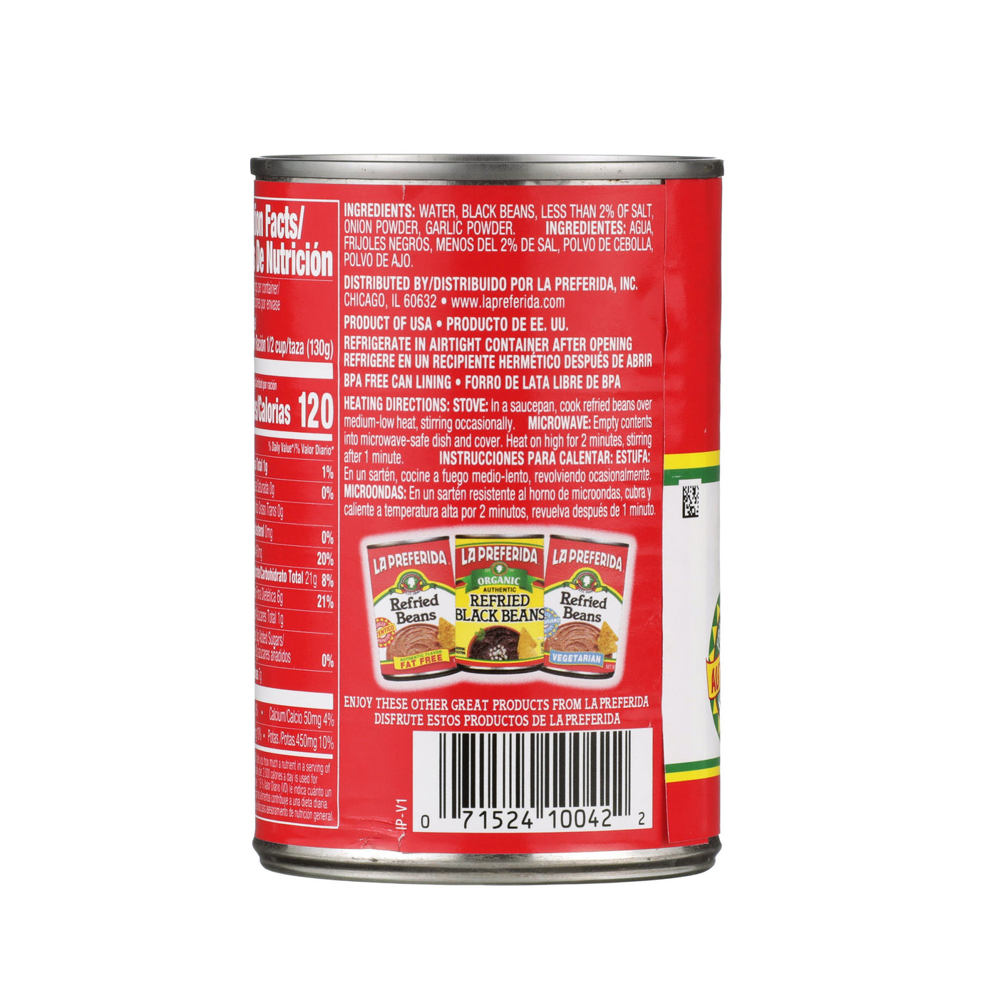 Low Fat Refried Black Beans Food Items La Preferida