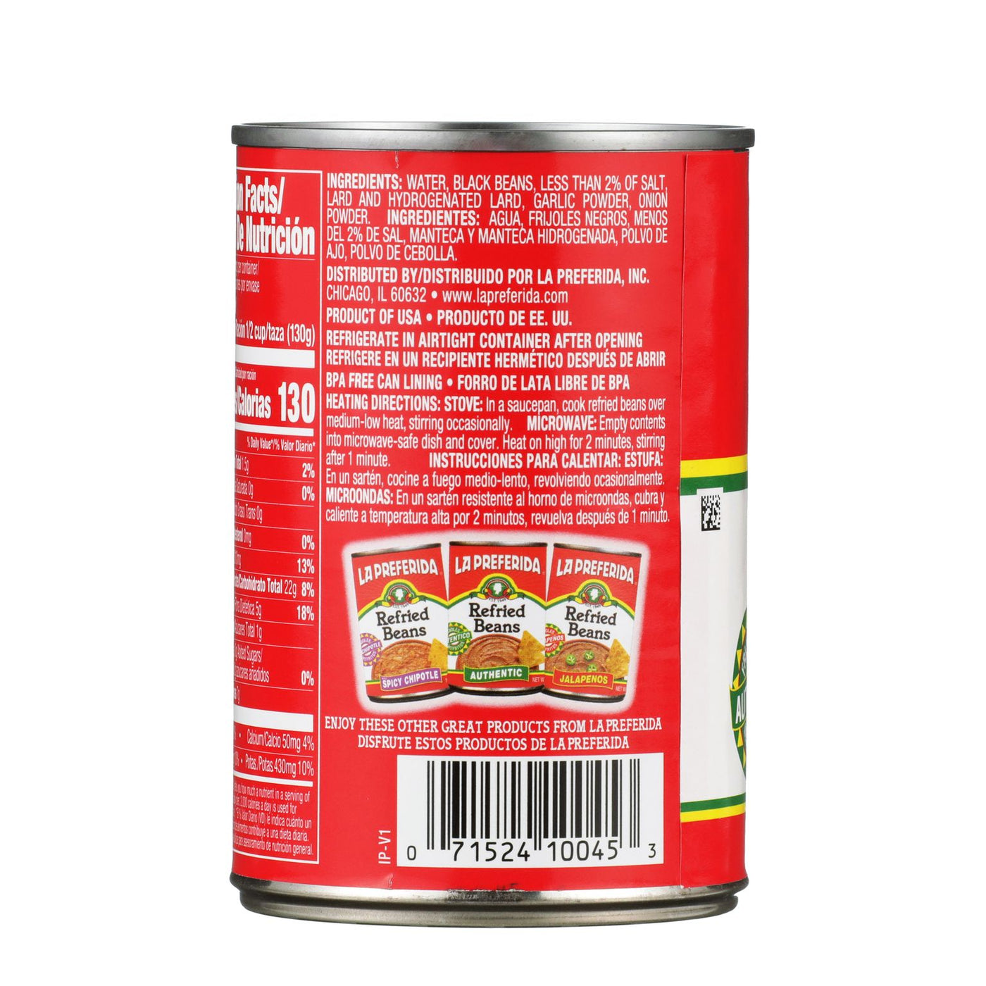 Authentic Refried Black Beans Food Items La Preferida