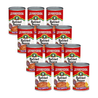 Spicy Chipotle Refried Beans Food Items La Preferida 12 Pack