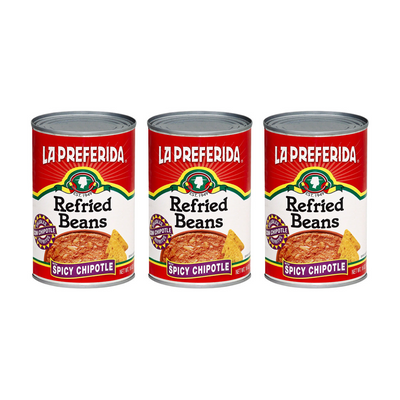 Spicy Chipotle Refried Beans Food Items La Preferida 3 Pack