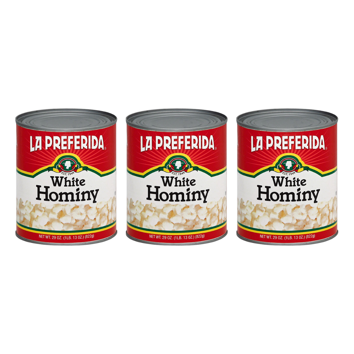 Hominy (White) Food Items La Preferida 29 OZ 3 Pack