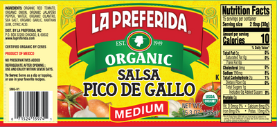 Organic Pico de Gallo, Medium, 16 OZ