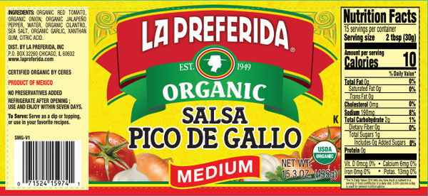 Organic Pico de Gallo, Medium, 16 OZ