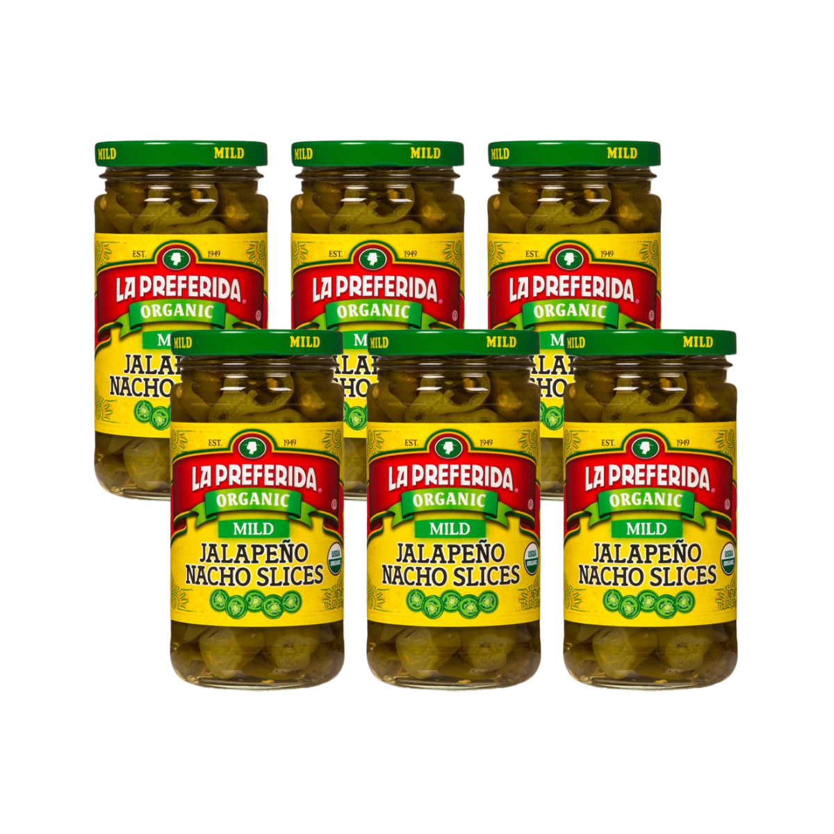 Organic Jalapeño Slices, Mild Food Items La Preferida 6 Pack