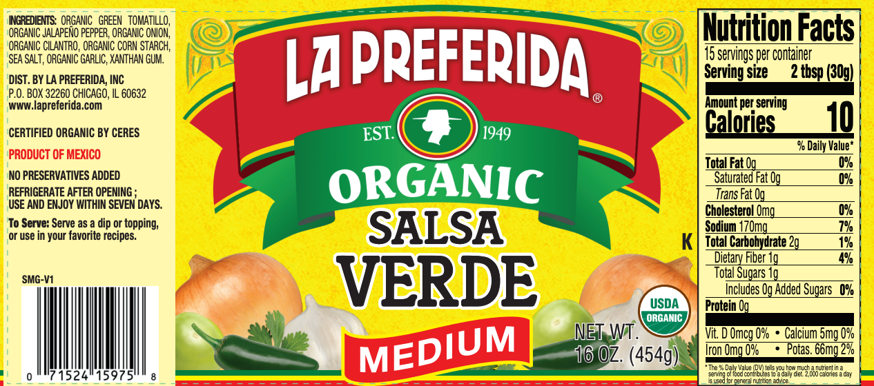 Organic Salsa Verde, Medium, 16 OZ