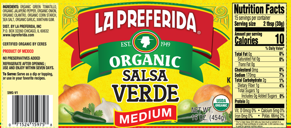 Organic Salsa Verde, Medium, 16 OZ